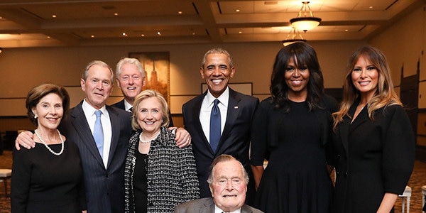 Image result for melania trump with other first lady barbara bush funeral